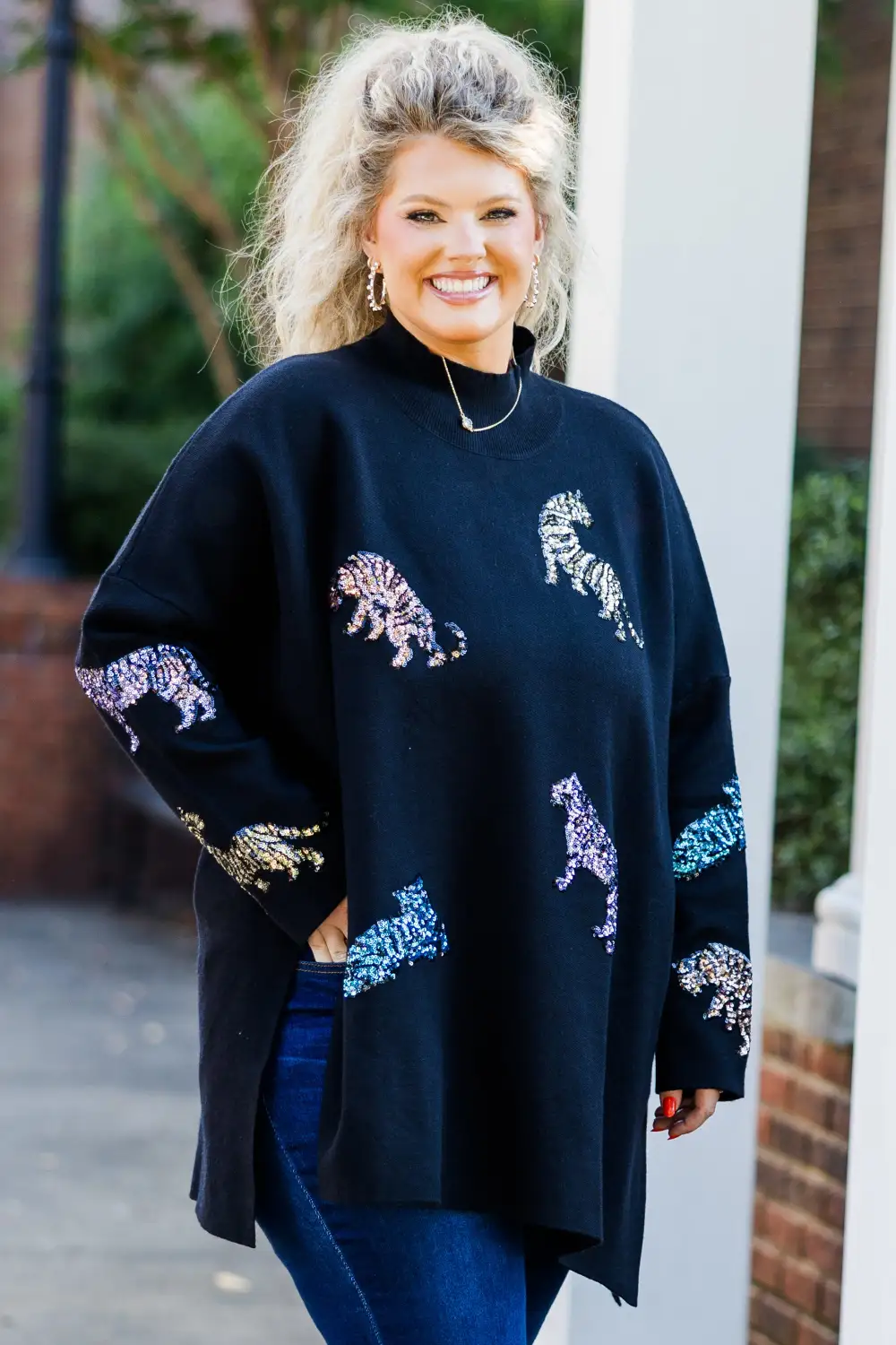 Mother Of The Jungle Sweater, Black Sequin