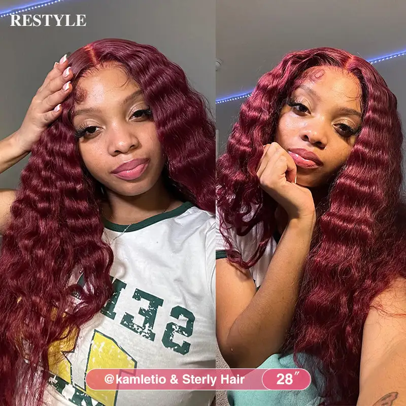 Affordable #99J Body Wave Wig Sterly Burgundy 13x6 Lace Front Human Hair Wigs