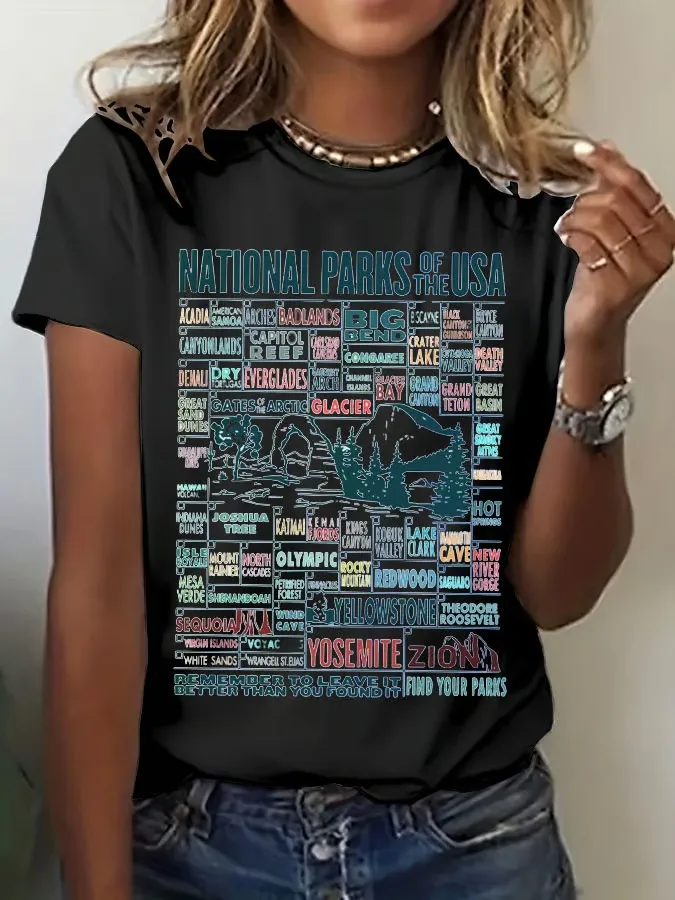 T-Shirt Women Women'S 63 National Parks Printed T-Shirts