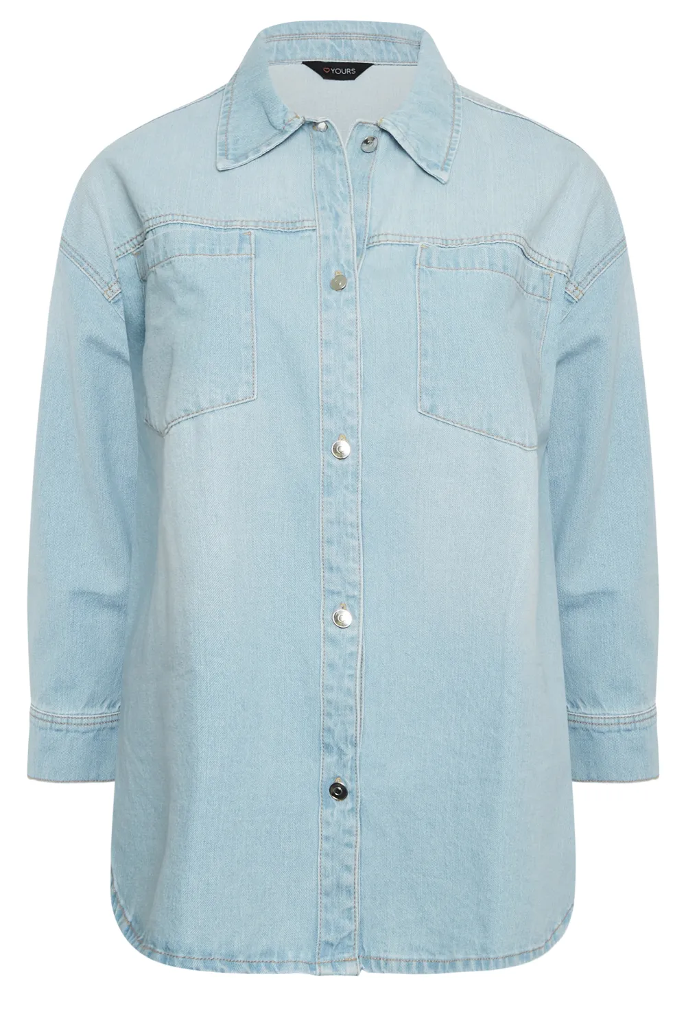 YOURS Curve Light Blue Denim Western Style Shacket