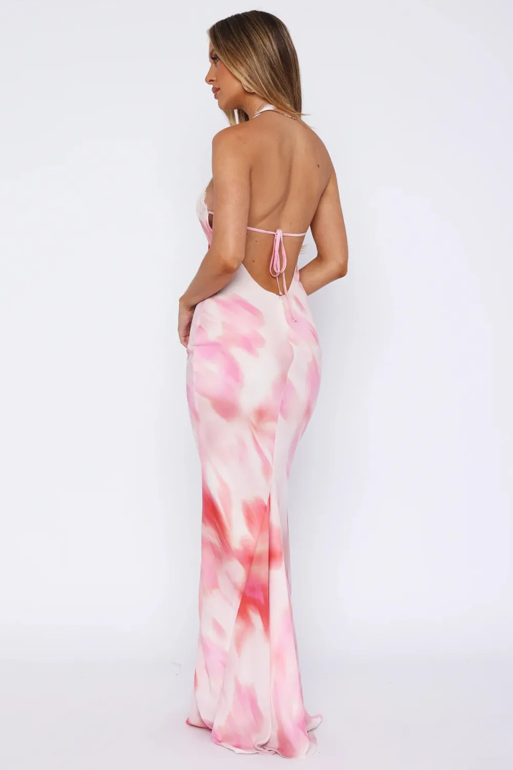 Sheer Embellished Scoop Neck Evening Gown in Almond