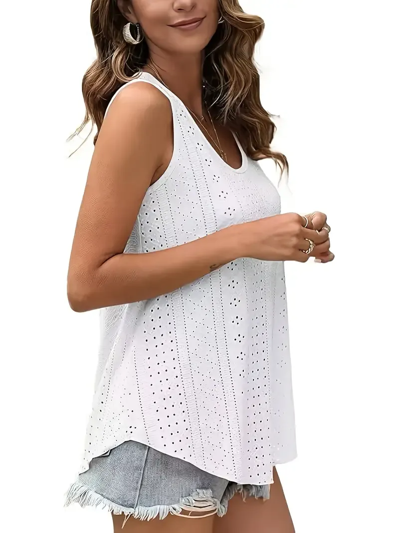 2-Pack Summer Knit Tank Tops, Casual Crew Neck Solid Color Polyester Vests with 5% Elastane, 180g/m² Lightweight Breathable Fabric, Women'S Fashion Essentials