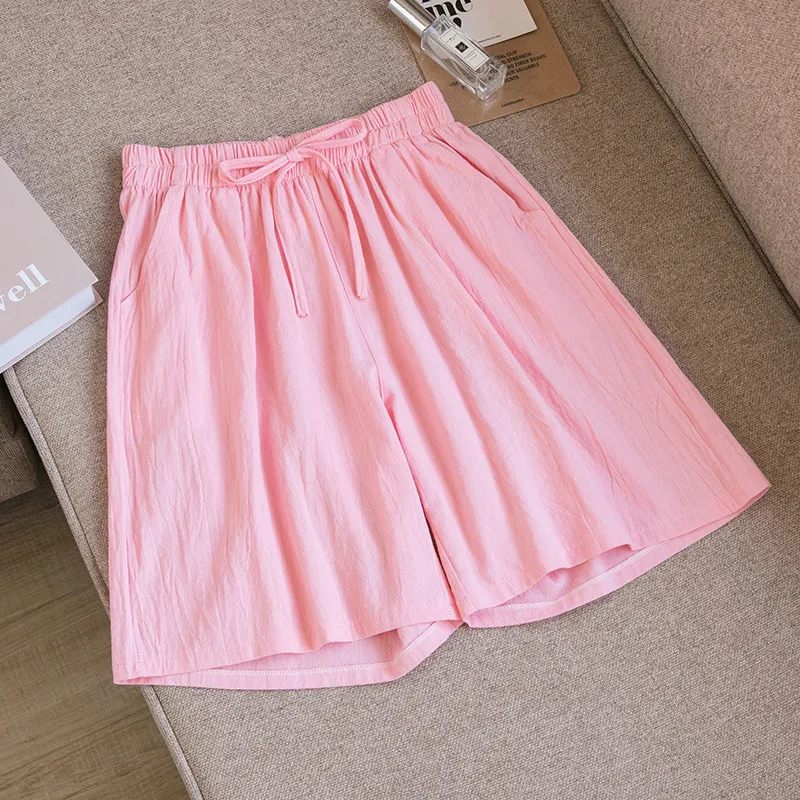 Women's high waist wide leg plus size five-point pants