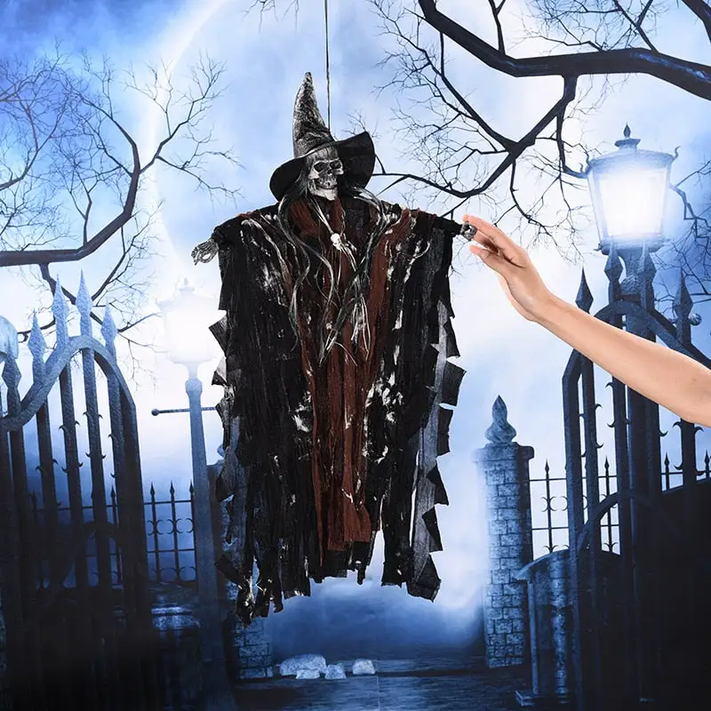 Halloween Decoration Terror Props Ghost House Decoration Sound Emitting Sound Control Skeleton Ghost Head