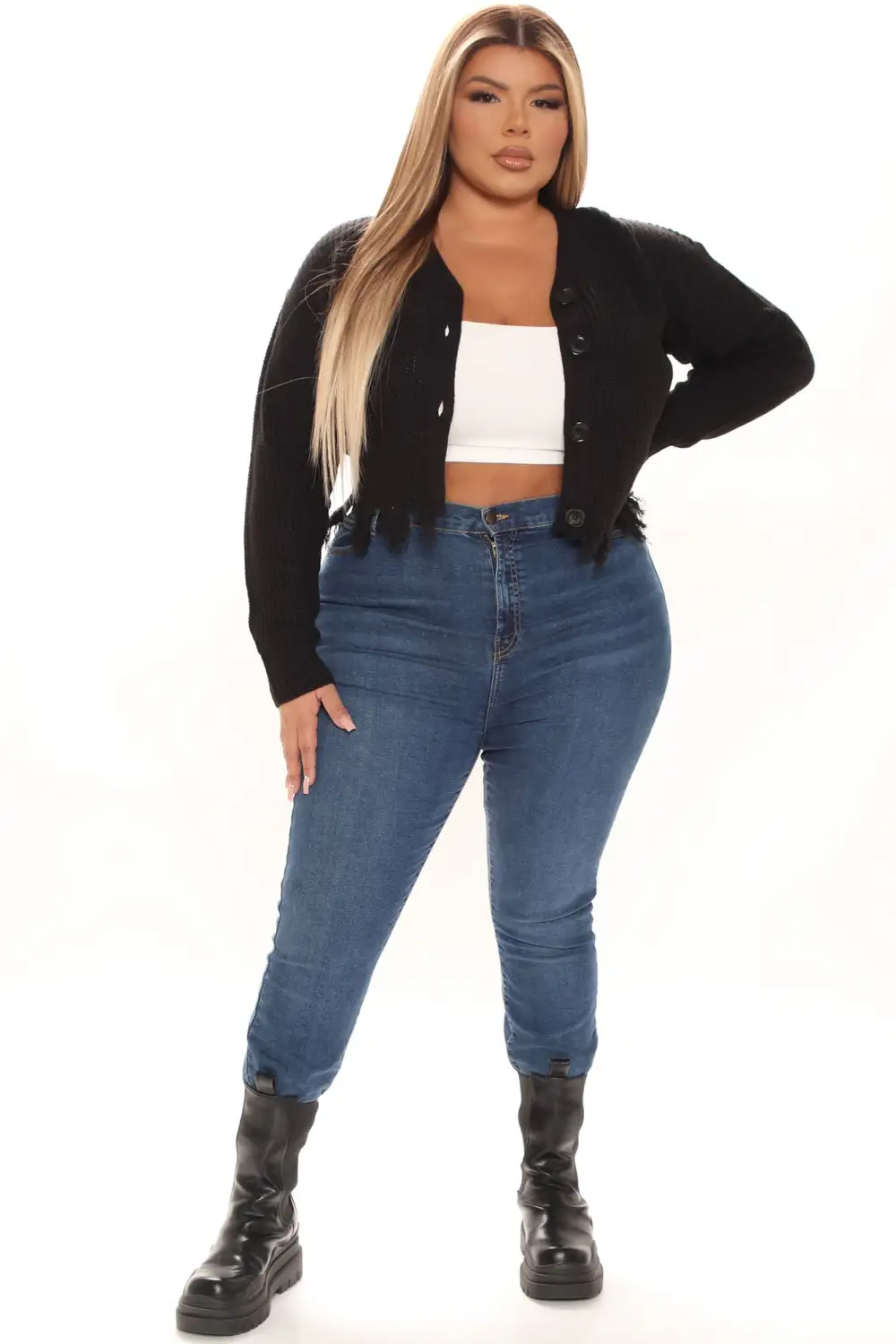 Distressed With You Cardigan - Black