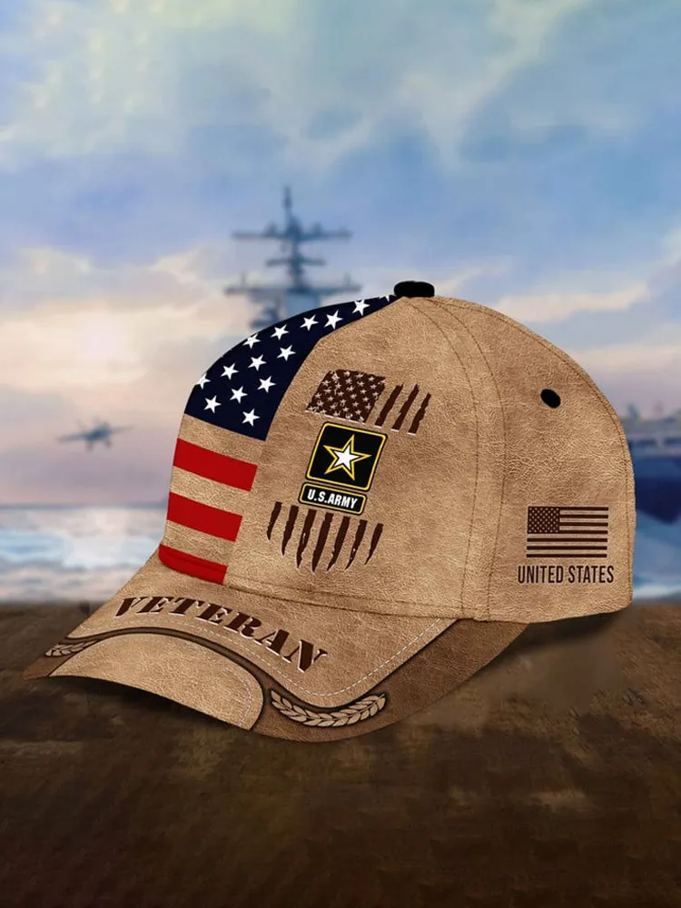 Unisex Casual Independence Day Us Army Print Cap