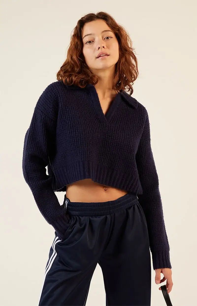 LA Hearts Gabriela Waffle Knit Collared Sweater