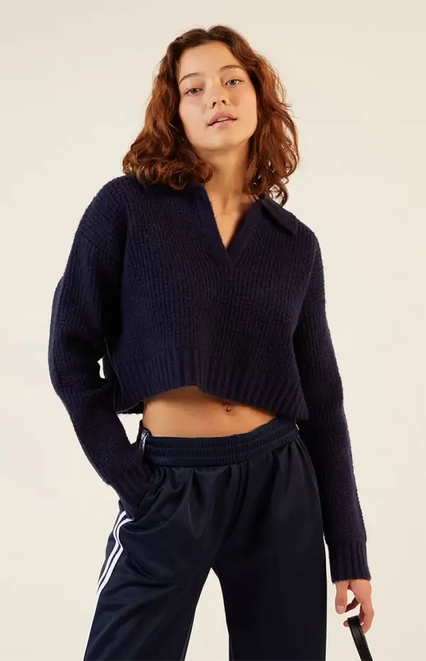 LA Hearts Gabriela Waffle Knit Collared Sweater