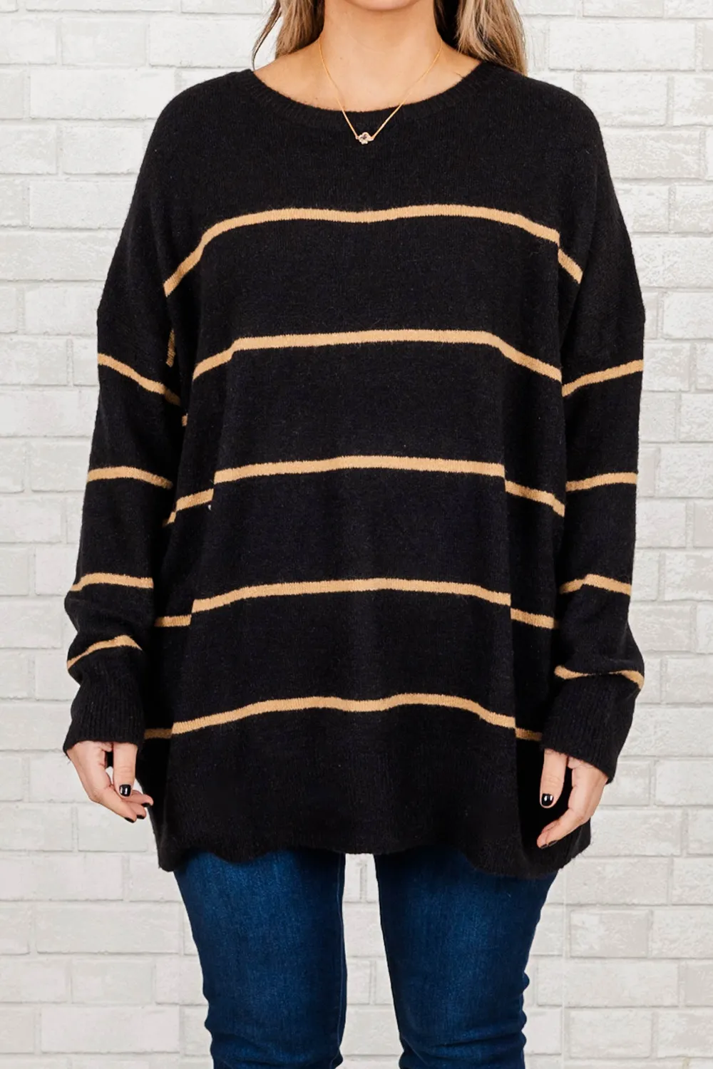 Slumber Party Sweater, Black-Brown