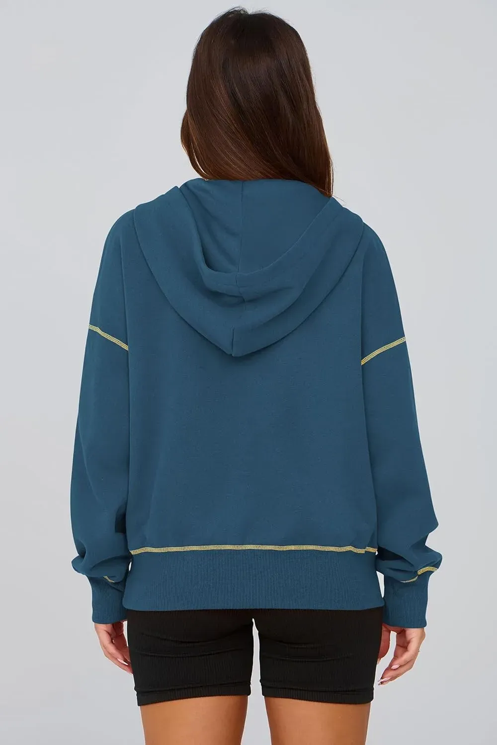 Women's Hooded Sweatshirts Long Sleeve Half Zip Cropped Hoodie Pullover Winter Fashion Clothes