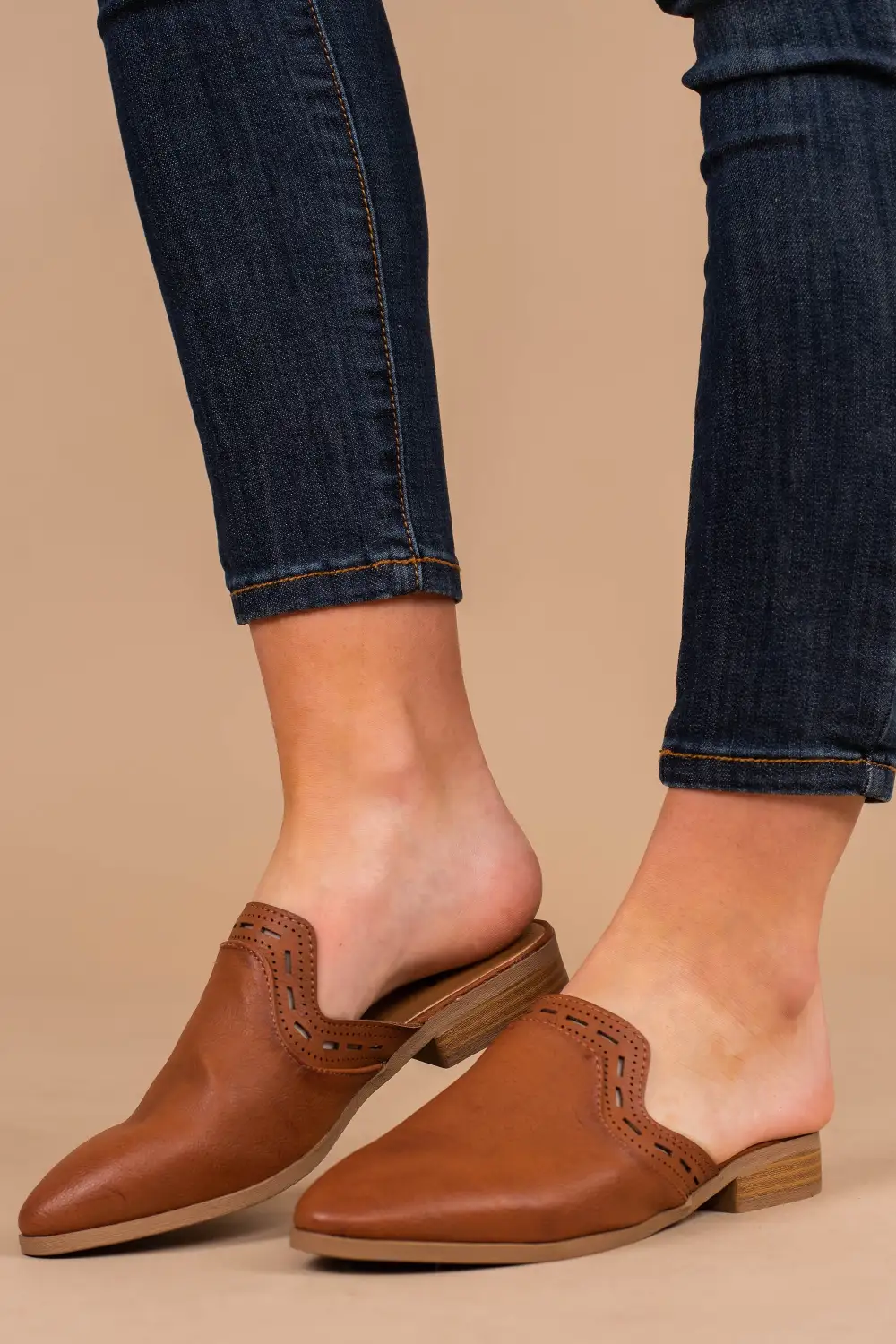 Make Your Move Cognac Brown Mule Flats