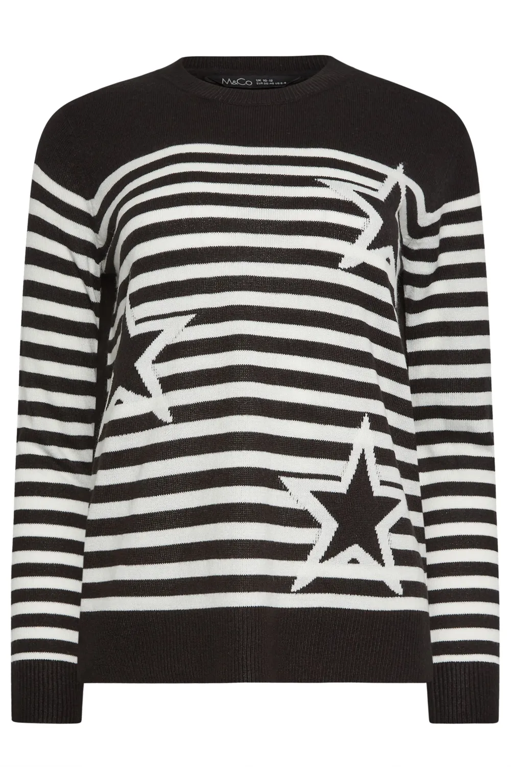 M&Co Grey Stripe Star Print Jumper