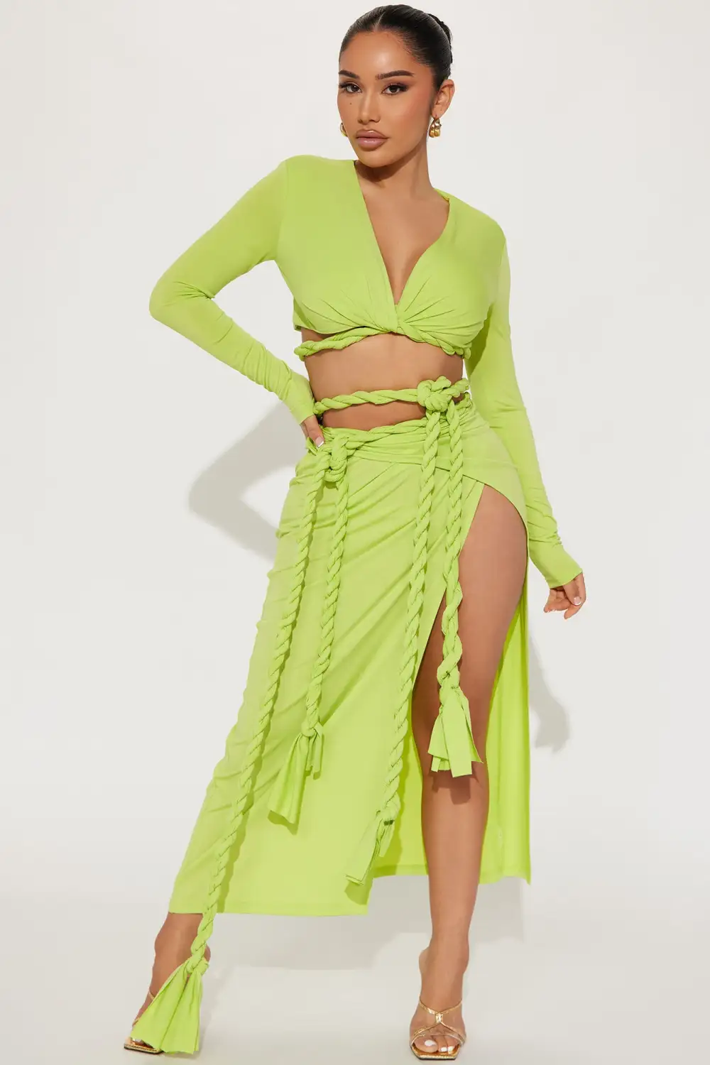 Reina Rope Skirt Set - Lime