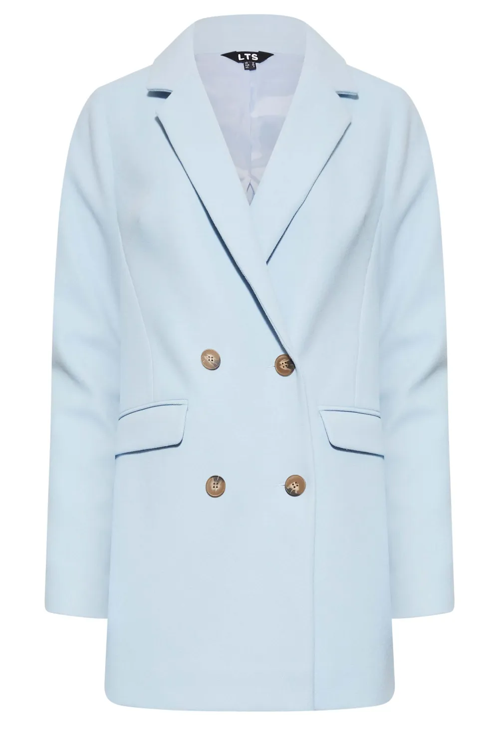 LTS Tall Light Blue Double Breasted Brushed Jacket