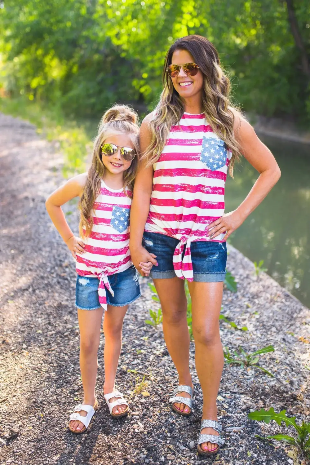 Mom & Me - Distressed Flag Tie Tank
