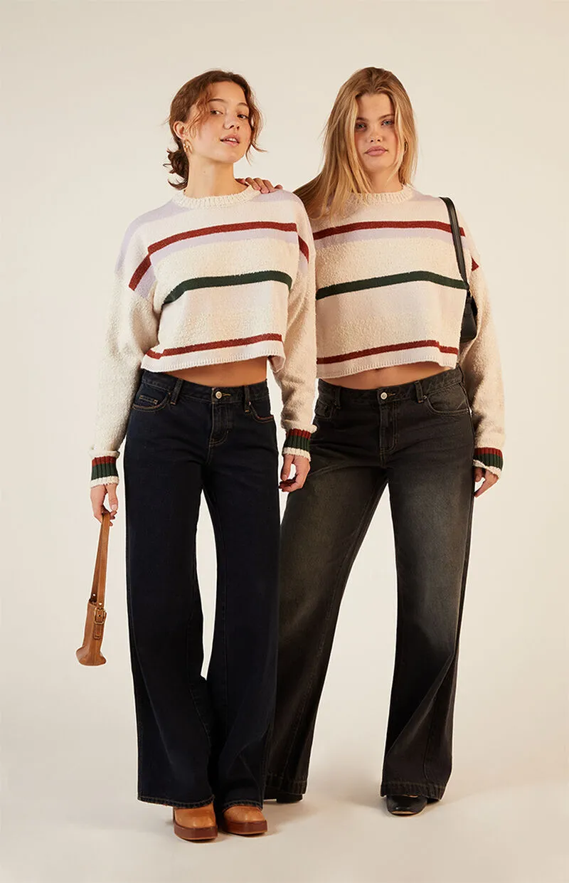 LA Hearts Marissa Striped Cozy Crew Neck Sweater