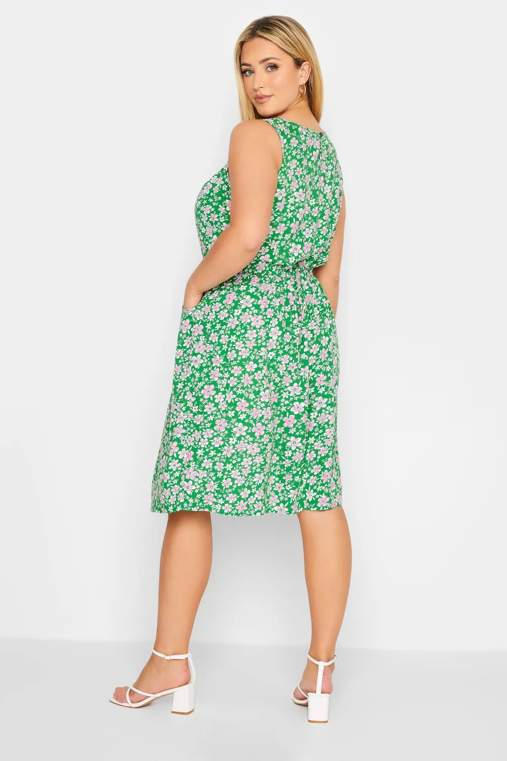YOURS Curve Green Floral Ditsy Print Mini Dress