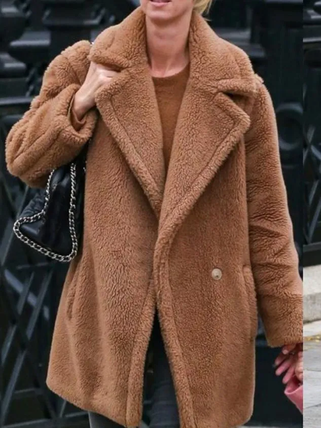 Loose Casual Shawl Collar Teddy Jacket