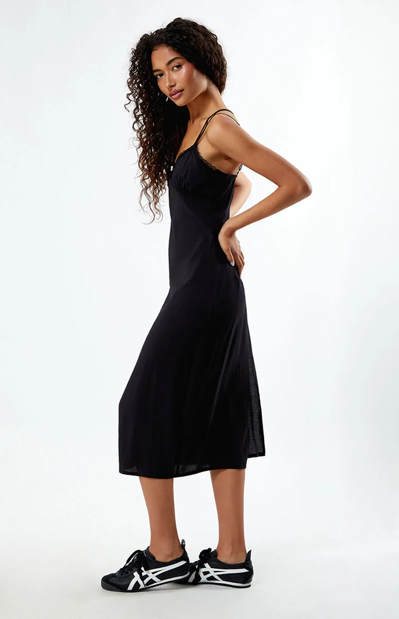 LA Hearts Rosette Linen Midi Dress