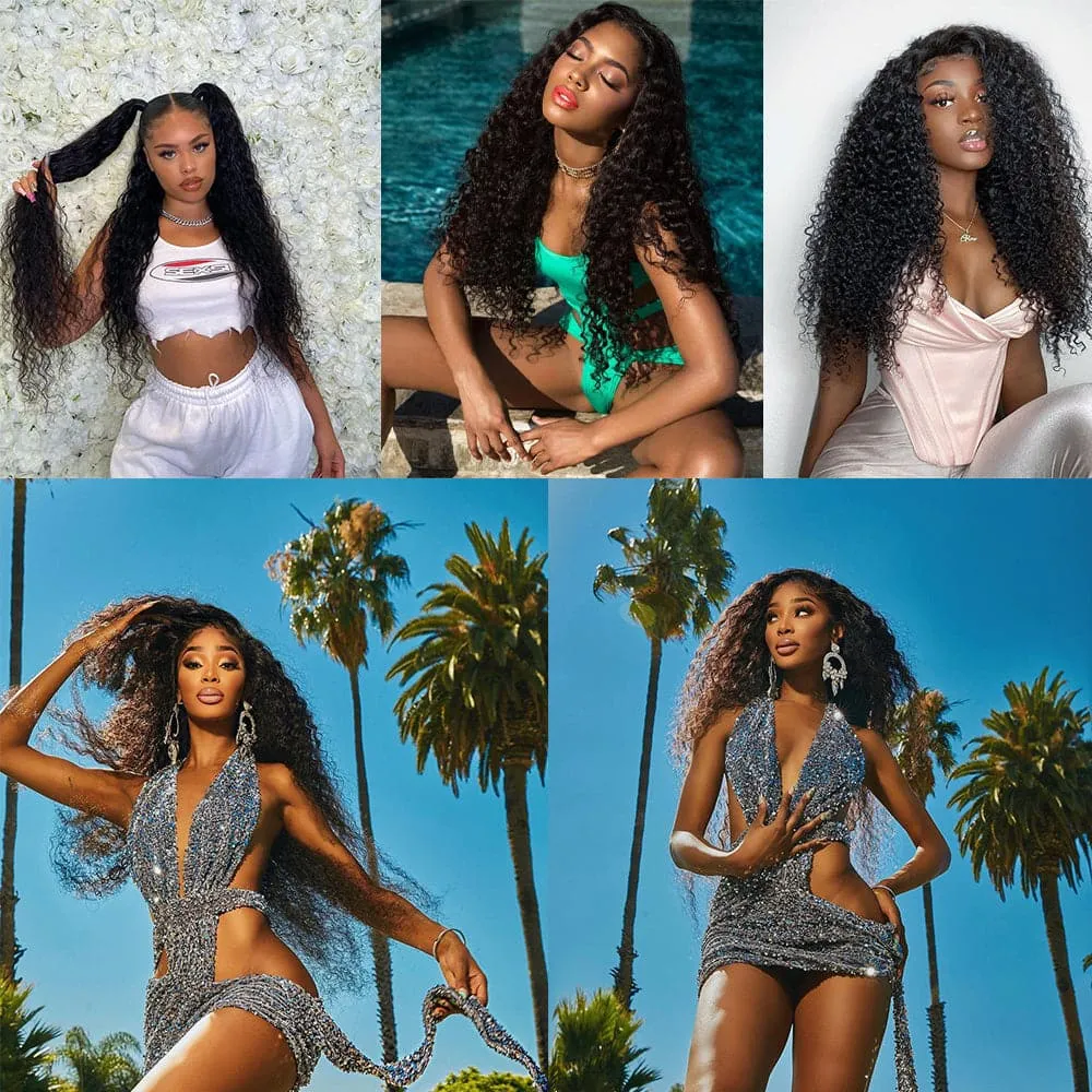 Sterly Hair Water Wave 3 Bundles Virgin Human Hair With 13×4 Ear to Ear Lace Frontal