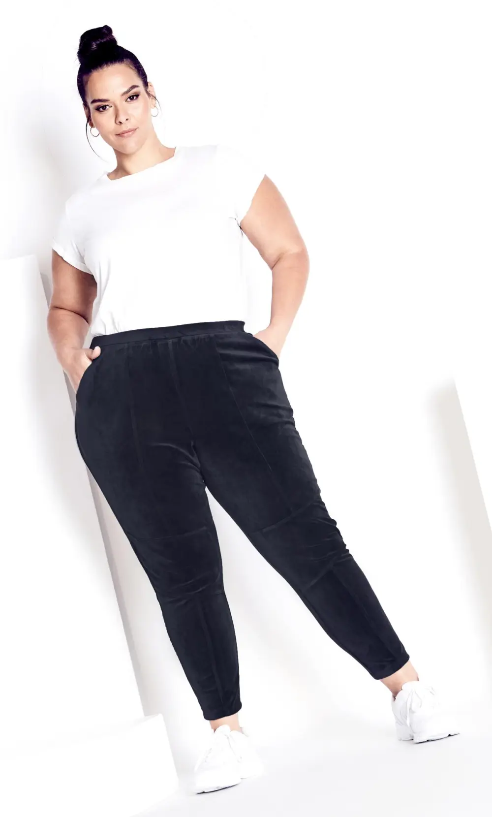 Evans Grey Velour Panel Pant