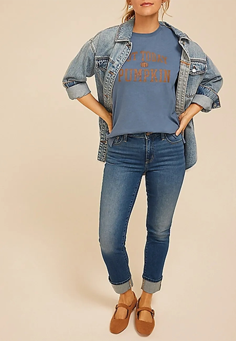Blue Casual Style Classic Fit Graphic Tee
