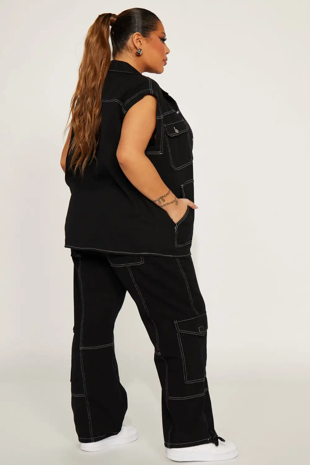 Jayla Denim Pant Set - Black