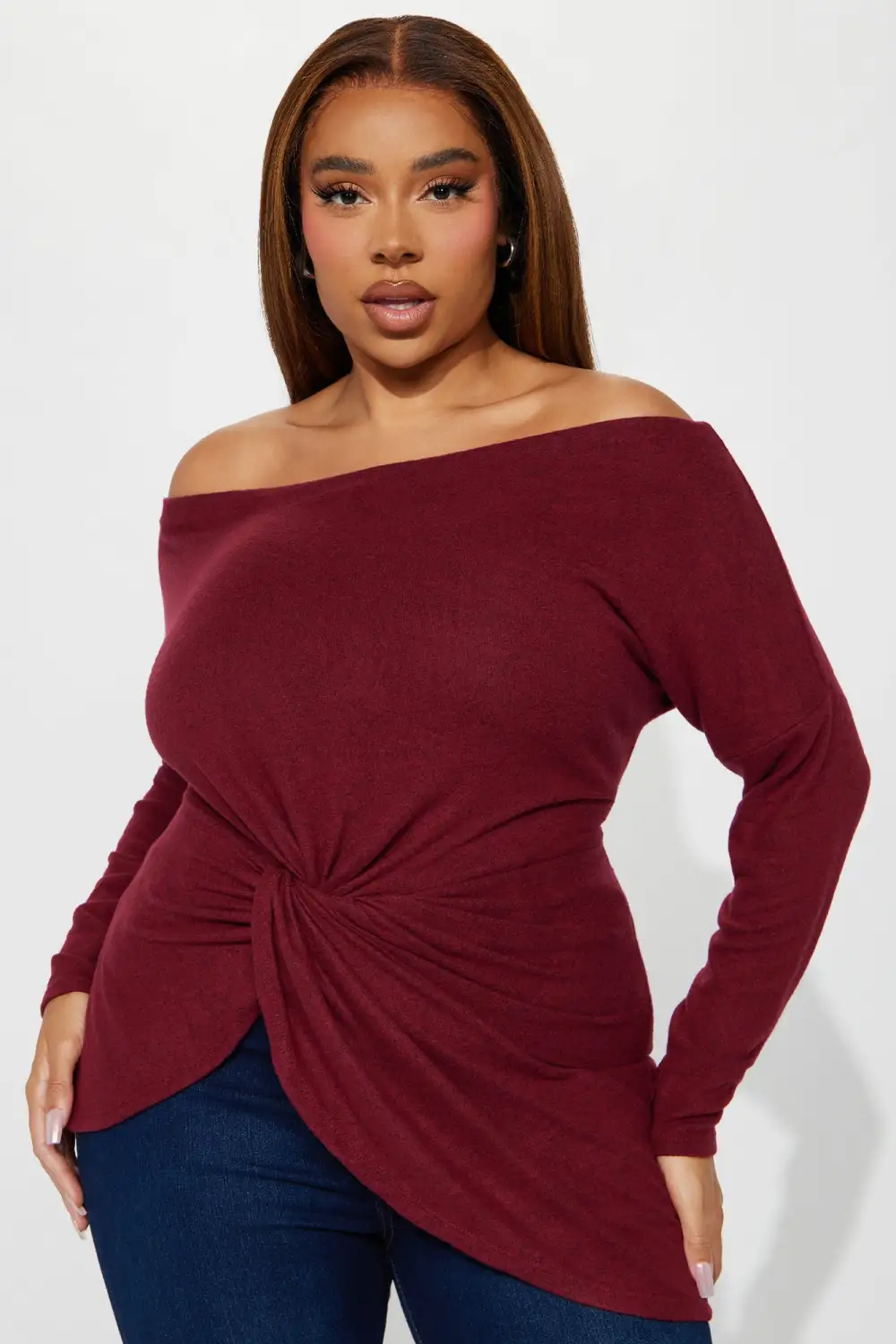Simply Flawless Off Shoulder Top - Wine