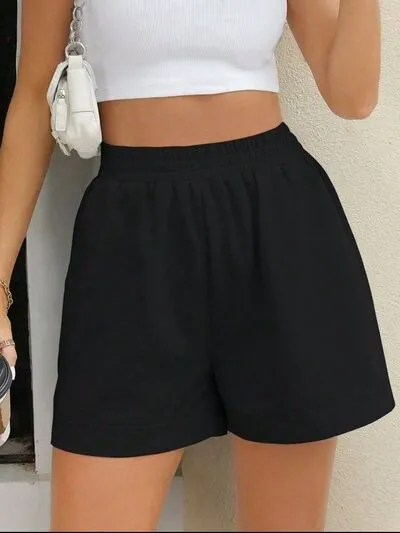 Tailored Simple Elastic Waist Shorts