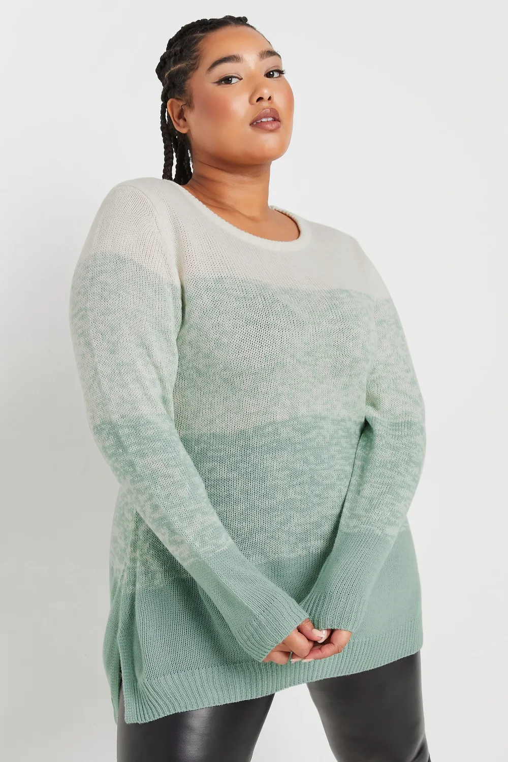 YOURS Curve Pink Colourblock Stripe Knitted Jumper