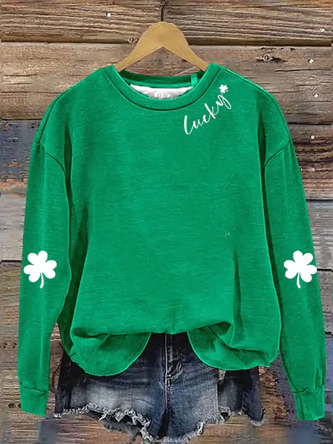 Women's St. Patrick's Lucky Clover Printed Sweatshirt