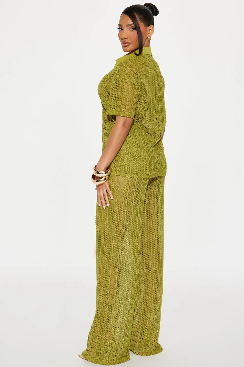 In My Vacay Era Crochet Pant Set - Green