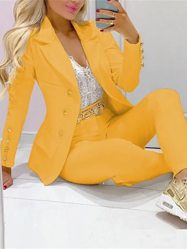 Women's Suits Office Work Daily Wear Spring Fall Regular Coat Regular Fit Thermal Warm Windproof Breathable Stylish Contemporary Modern Style Jacket Long Sleeve Color Block Striped Print White+Black