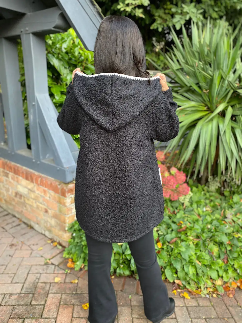 Black Boucle Trim Detail Coat