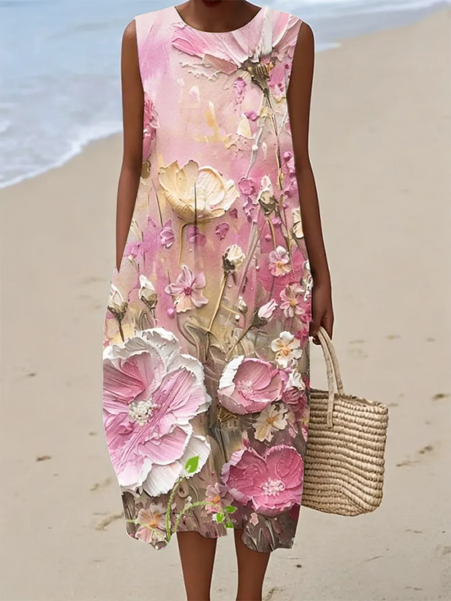 Women's Casual Floral Three-Dimensional Oil Painting Art Floral Skirt