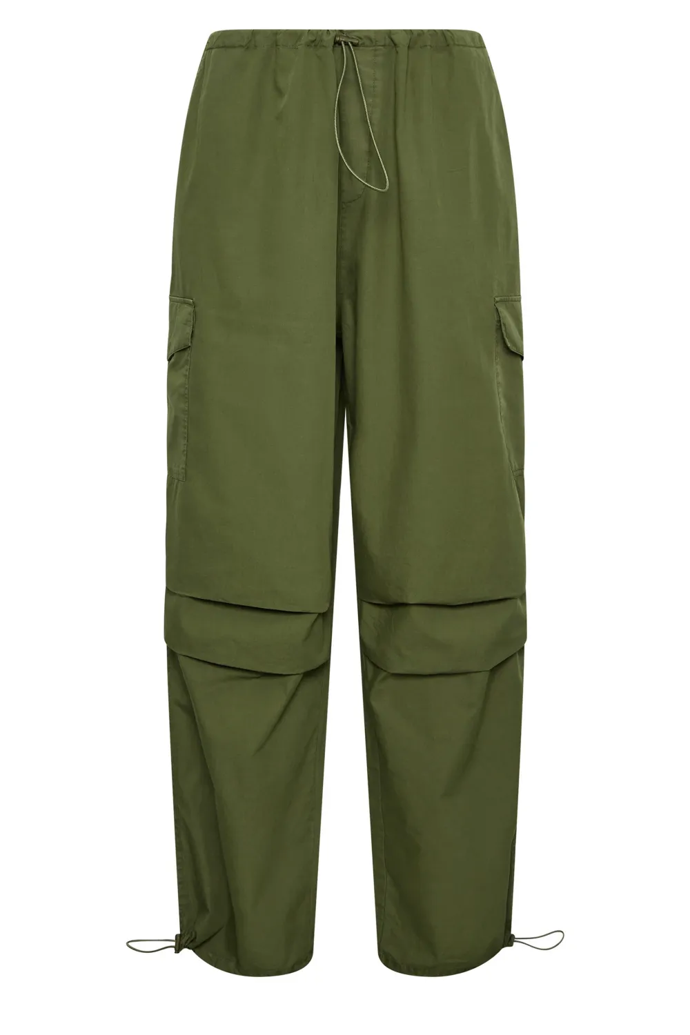 YOURS Curve Khaki Green Cargo Parachute Trousers