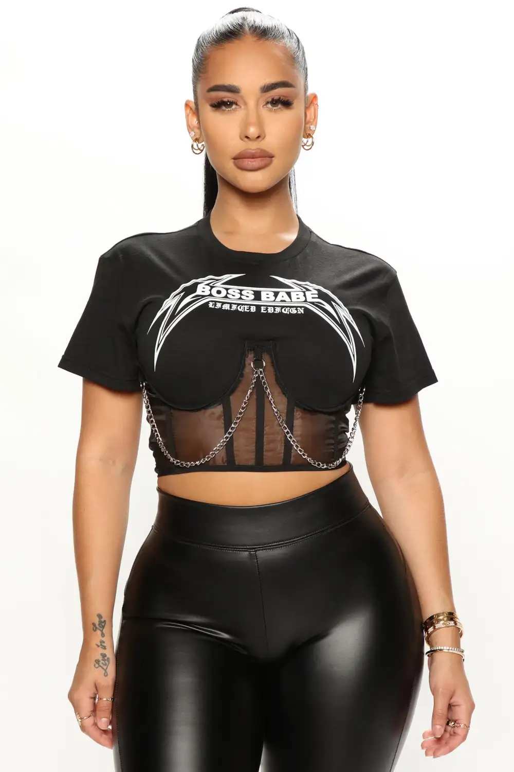 Boss Babe Corset Tee - Black