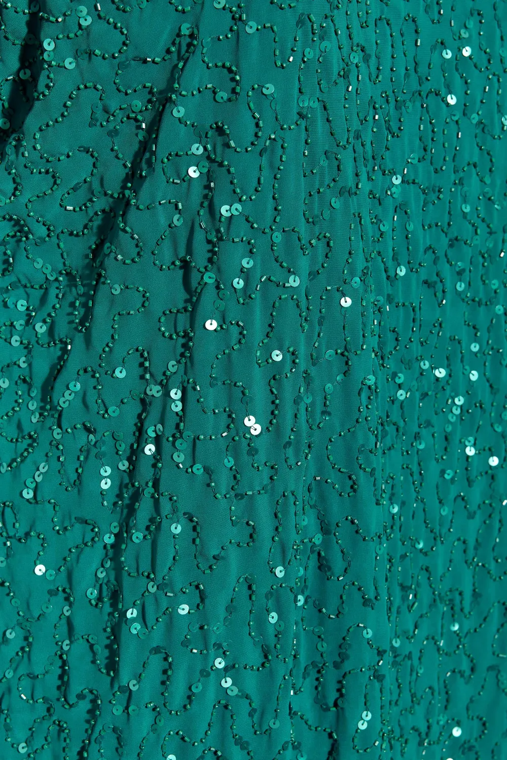 LUXE Curve Teal Green Sequin Hand Embellished Cape Dress