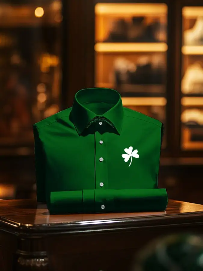 Men's Shamrock St Patrick's Day Print Casual Shirt