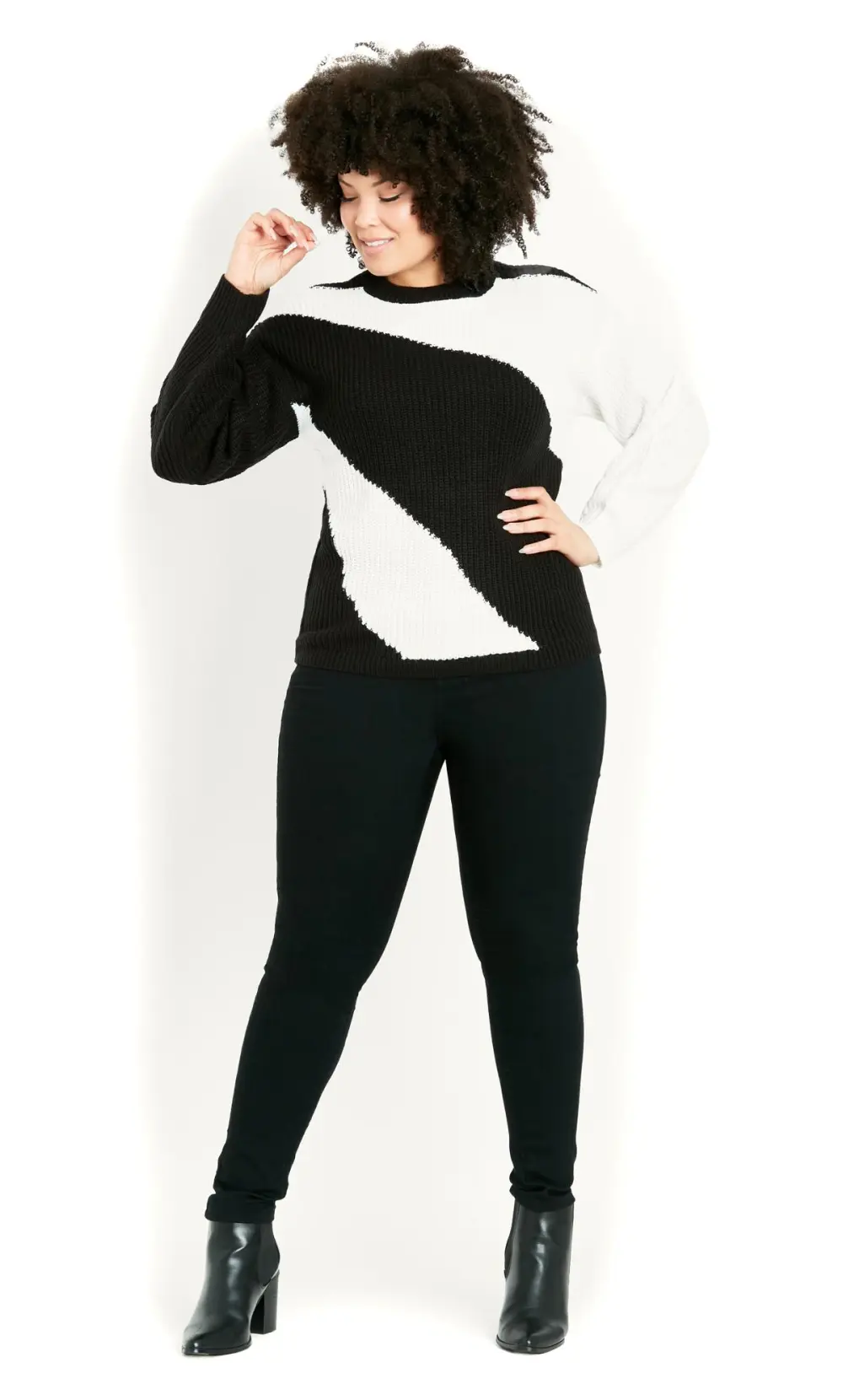 Evans Black Mono Colour Block Jumper
