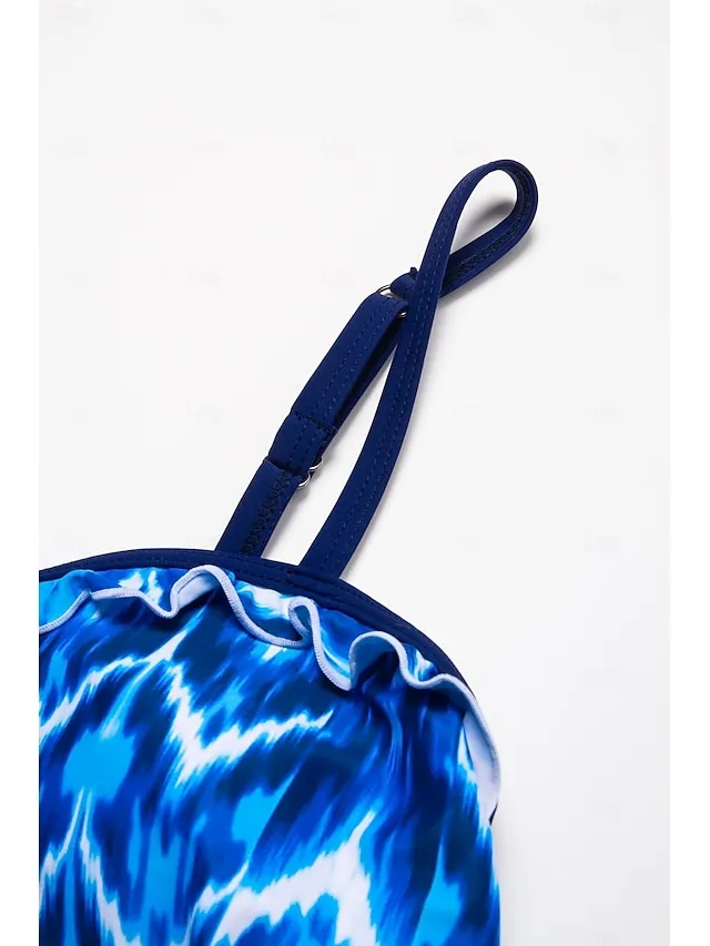 Slim Geometric Tankini Swim Sets