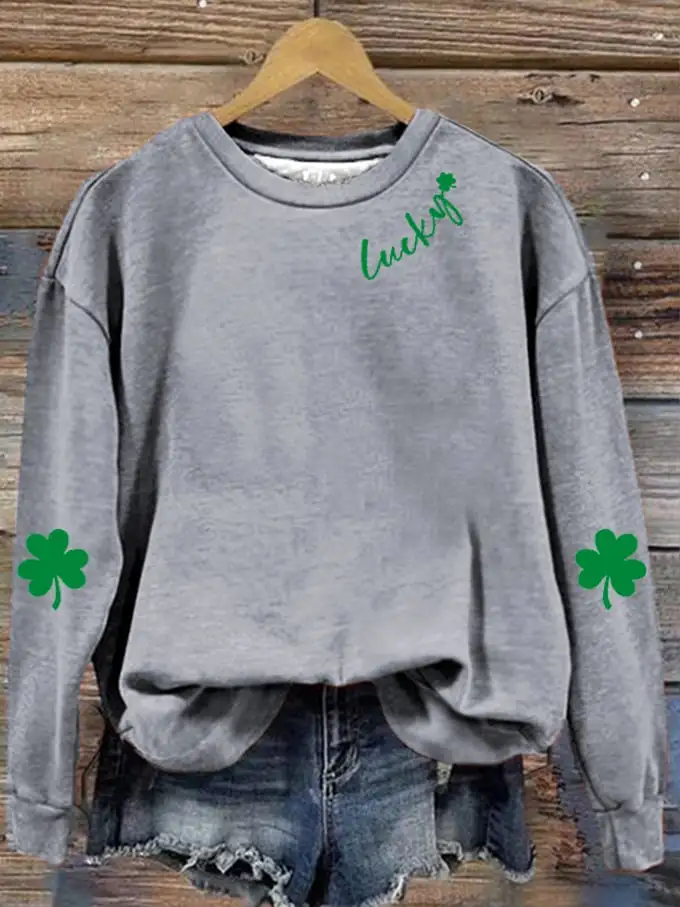 Women's St. Patrick's Lucky Clover Printed Sweatshirt