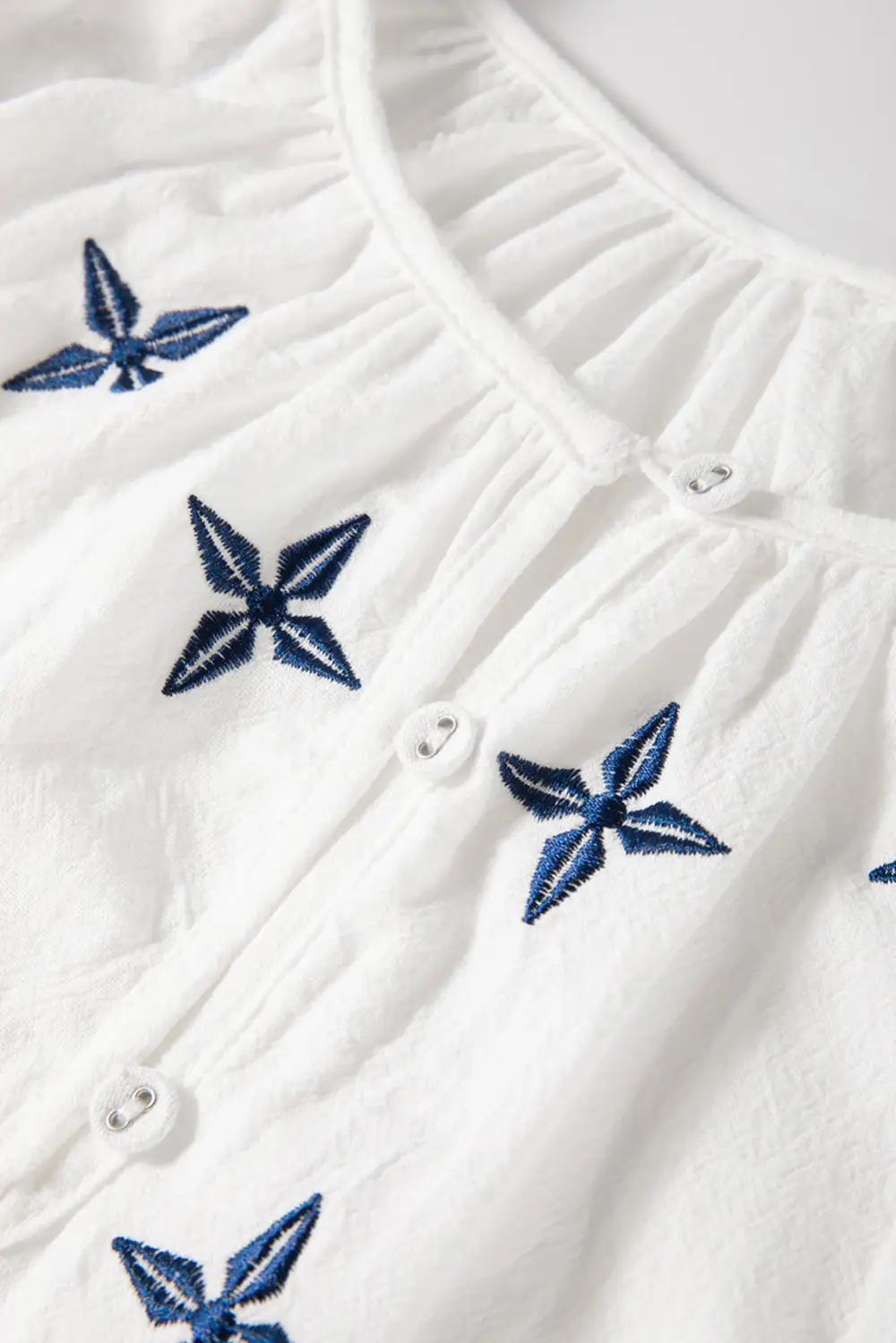 Paisley Geometric Print Embroidered Blouse