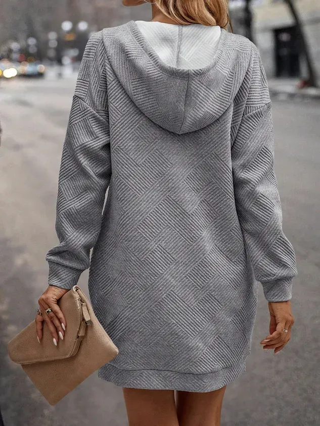 Casual Buttoned Hoodie Sweashirt Dress
