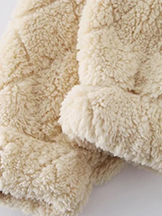 Women's Fleece Jacket Sherpa Jacket Teddy Coat Windproof Warm Outdoor Street Daily Wear Vacation Zipper Pocket Zipper Turndown Plush Modern Casual Street Style Plain Regular Fit Outerwear Long Sleeve