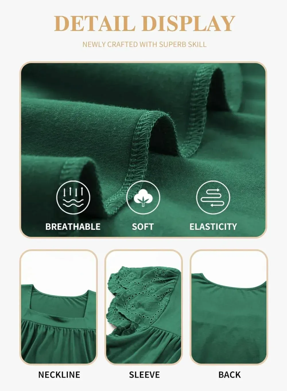 Eytino Womens Plus Size Tops Ruffle Short Sleeve Square Neck Summer Loose Casual Tee Shirts(1X-5X)