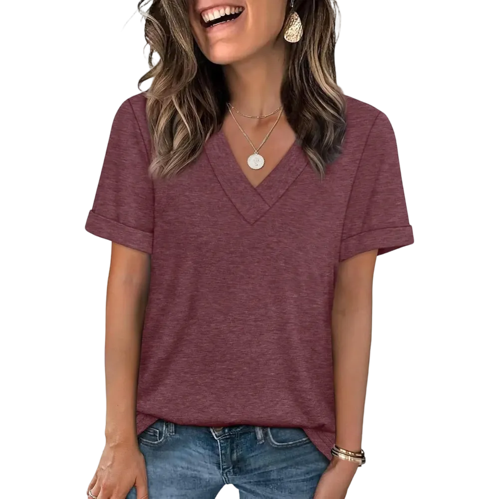 🛒 90% OFF NOW! Womens Summer Tops Short Sleeve Basic Casual V Neck T Shirts Trendy Fashion 2026