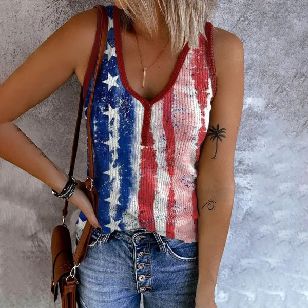 Women's Retro Independence Day Print Tank Top