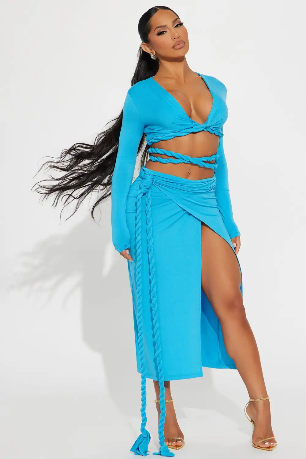 Reina Rope Skirt Set - Turquoise