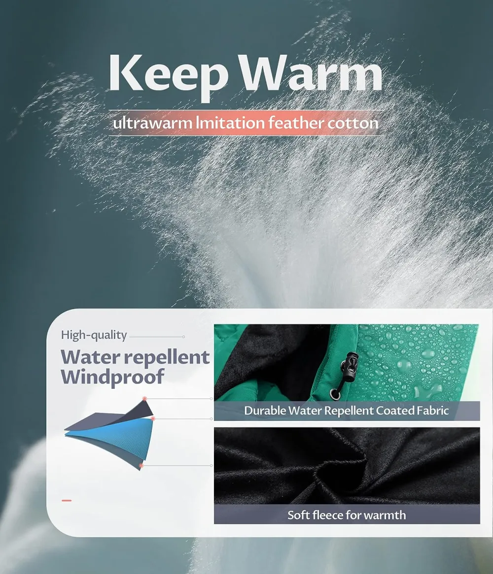 US Women's Winter Hooded Coat Waterproof Warm Long Puffer Jacket Parka